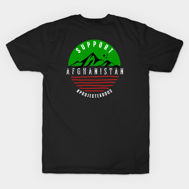 Support Afghanistan circle (back design, black background) by Pro Exodus Relief 